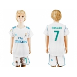 Real Madrid #7 Ronaldo White Home Kid Soccer Club Jersey