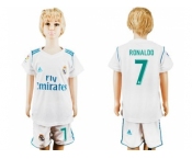 Real Madrid #7 Ronaldo White Home Kid Soccer Club Jersey