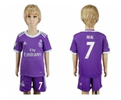 Real Madrid #7 Rual Away Kid Soccer Club Jersey