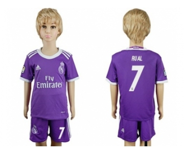 Real Madrid #7 Rual Away Kid Soccer Club Jersey