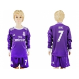 Real Madrid #7 Rual Away Long Sleeves Kid Soccer Club Jersey