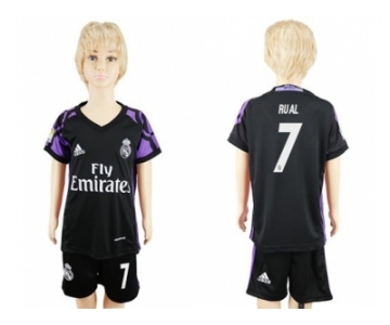 Real Madrid #7 Rual Black Kid Soccer Club Jersey