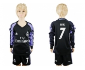 Real Madrid #7 Rual Sec Away Long Sleeves Kid Soccer Club Jersey