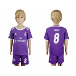 Real Madrid #8 Kroos Away Kid Soccer Club Jersey2