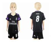 Real Madrid #8 Kroos Black Kid Soccer Club Jersey