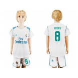 Real Madrid #8 Kroos White Home Kid Soccer Club Jersey