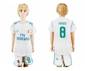 Real Madrid #8 Kroos White Home Kid Soccer Club Jersey