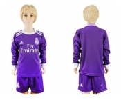 Real Madrid Blank Away Long Sleeves Kid Soccer Club Jersey