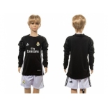 Real Madrid Blank Black Goalkeeper Long Sleeves Kid Soccer Club Jersey