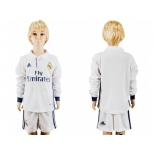 Real Madrid Blank Home Long Sleeves Kid Soccer Club Jersey