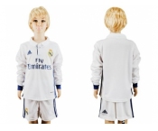 Real Madrid Blank Home Long Sleeves Kid Soccer Club Jersey