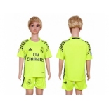 Real Madrid Blank Shiny Green Goalkeeper Kid Soccer Club Jersey1