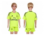 Real Madrid Blank Shiny Green Goalkeeper Kid Soccer Club Jersey1