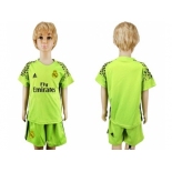 Real Madrid Blank Shiny Green Goalkeeper Kid Soccer Club Jersey