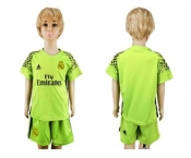 Real Madrid Blank Shiny Green Goalkeeper Kid Soccer Club Jersey