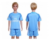 Real Madrid Blank Sky Blue Goalkeeper Kid Soccer Club Jersey