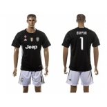 Juventus #1 Buffon Black Goalkeeper Soccer Club Jersey