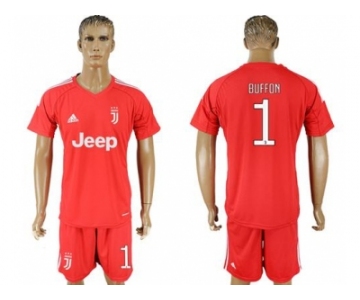 Juventus #1 Buffon Red Goalkeeper Soccer Club Jersey