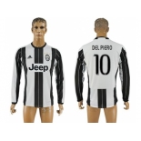 Juventus #10 Del Piero Home Long Sleeves Soccer Club Jersey 1