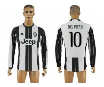 Juventus #10 Del Piero Home Long Sleeves Soccer Club Jersey 1