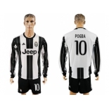 Juventus #10 Pogba Home Long Sleeves Soccer Club Jersey