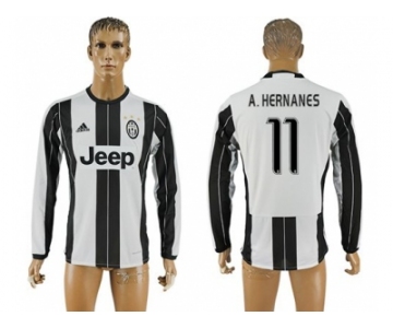 Juventus #11 A.Hernanes Home Long Sleeves Soccer Club Jersey 1