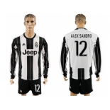 Juventus #12 Alex Sandro Home Long Sleeves Soccer Club Jersey 1