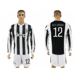 Juventus #12 Alex Sandro Home Long Sleeves Soccer Club Jersey