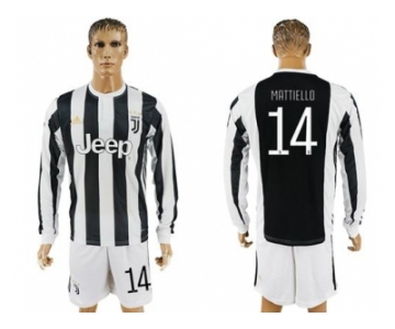 Juventus #14 Mattiello Home Long Sleeves Soccer Club Jersey