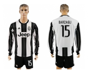 Juventus #15 Barzagli Home Long Sleeves Soccer Club Jersey 1