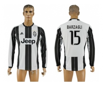 Juventus #15 Barzagli Home Long Sleeves Soccer Club Jersey 2