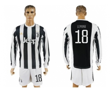 Juventus #18 Lemina Home Long Sleeves Soccer Club Jersey