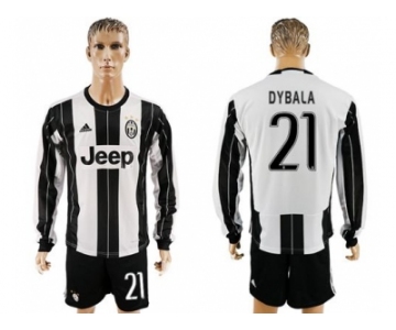 Juventus #21 Dybala Home Long Sleeves Soccer Club Jersey 1