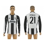 Juventus #21 Dybala Home Long Sleeves Soccer Club Jersey 2