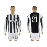 Juventus #21 Dybala Home Long Sleeves Soccer Club Jersey