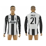 Juventus #21 Pirlo Home Long Sleeves Soccer Club Jersey 1