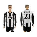 Juventus #23 Dani Alves Home Long Sleeves Soccer Club Jersey 1