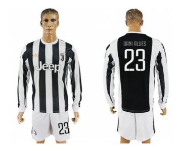 Juventus #23 Dani Alves Home Long Sleeves Soccer Club Jersey