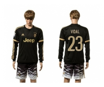 Juventus #23 Vidai SEC Away Long Sleeves Soccer Club Jersey