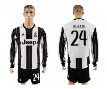 Juventus #24 Rugani Home Long Sleeves Soccer Club Jersey 1