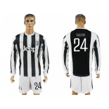 Juventus #24 Rugani Home Long Sleeves Soccer Club Jersey