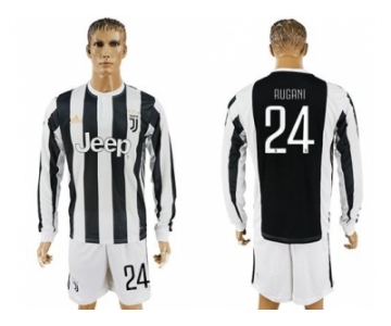 Juventus #24 Rugani Home Long Sleeves Soccer Club Jersey