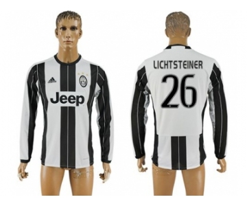 Juventus #26 Lichtsteiner Home Long Sleeves Soccer Club Jersey 2