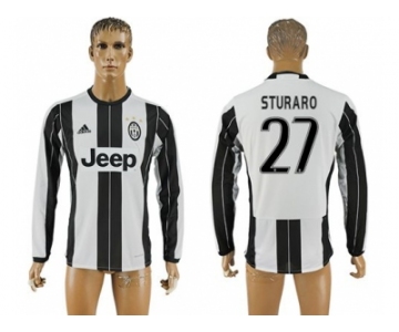 Juventus #27 Sturaro Home Long Sleeves Soccer Club Jersey 2