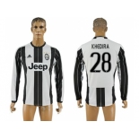 Juventus #28 Khedira Home Long Sleeves Soccer Club Jersey 1