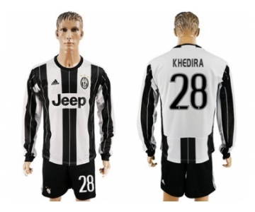 Juventus #28 Khedira Home Long Sleeves Soccer Club Jersey