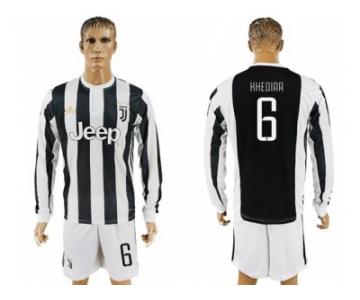 Juventus #6 Khedira Home Long Sleeves Soccer Club Jersey