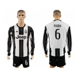 Juventus #6 Pogba Home Long Sleeves Soccer Club Jersey