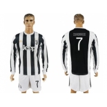 Juventus #7 Cuadrado Home Long Sleeves Soccer Club Jersey