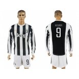 Juventus #9 Higuain Home Long Sleeves Soccer Club Jersey